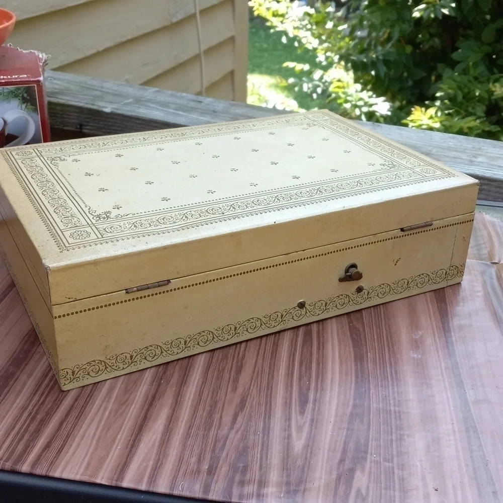 Vintage 1960s grandma's jewelry box red lined